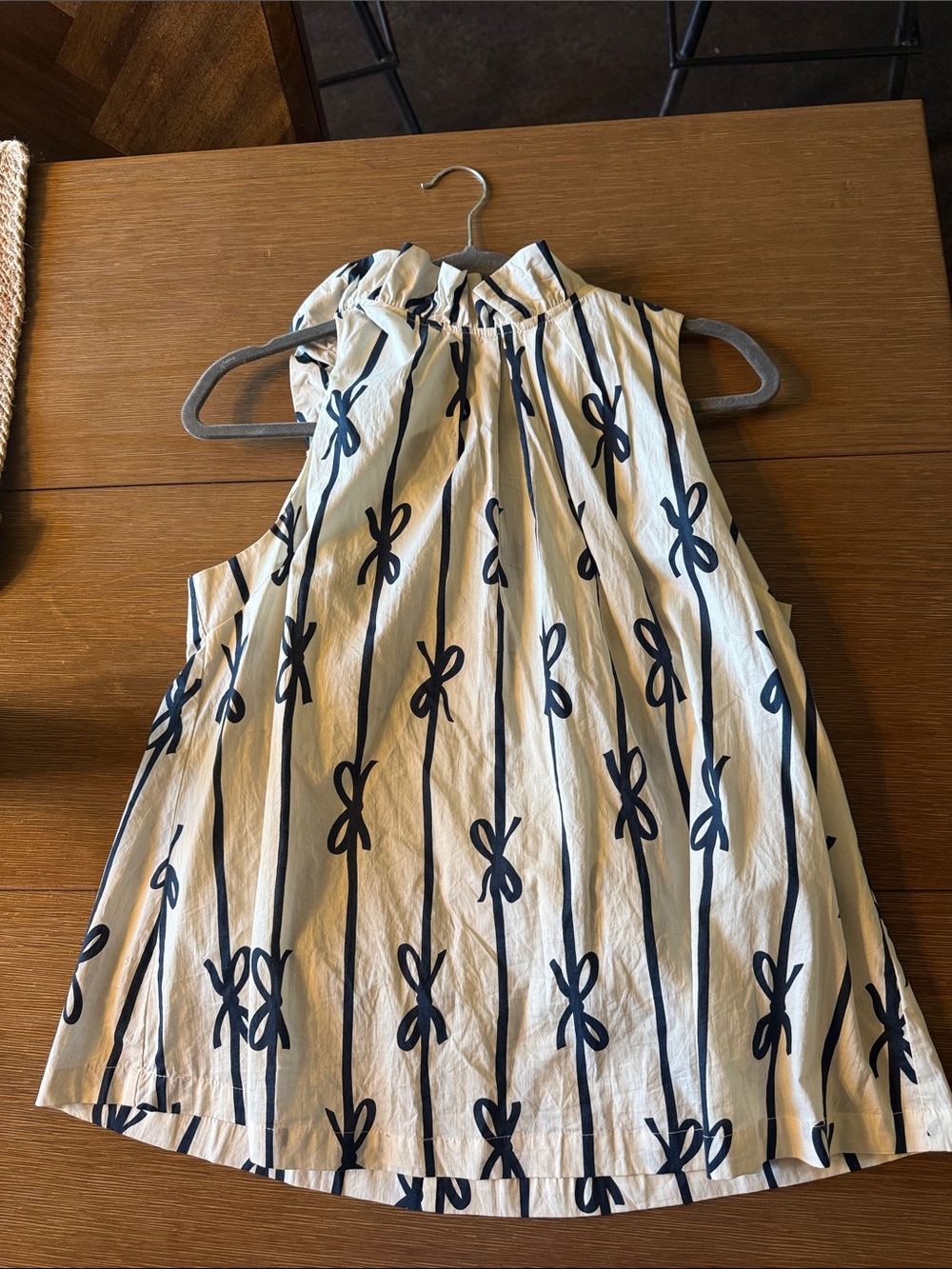 Umgee Cream & Navy Bow-Stripe Mock Neck Camisole